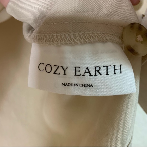 Cozy Earth Womens tan lived in linen short sleeve button shirt XS NWT - Picture 10 of 11